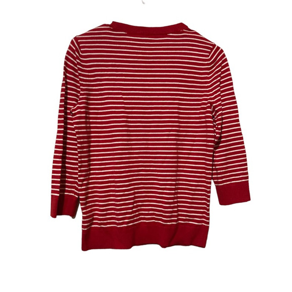 Talbots Sweater Size Small Red Striped - Picture 2 of 8